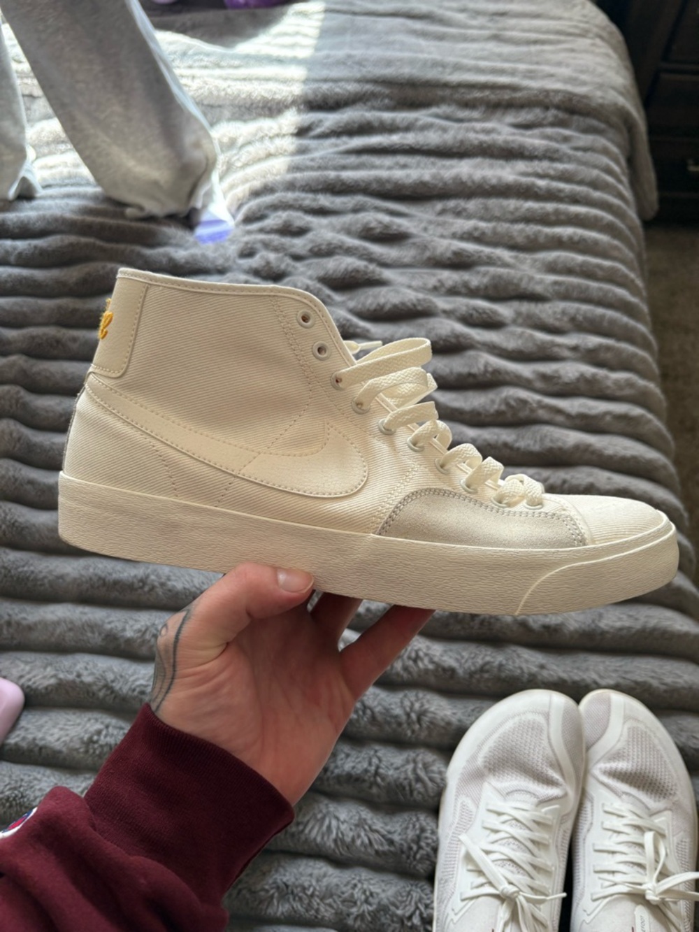 Nike High-Top Canvas Sneaker in Off-White/Cream